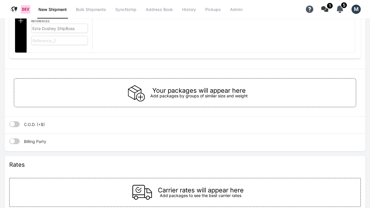ShipBoss C.O.D. and Billing Party toggles for third-party billing